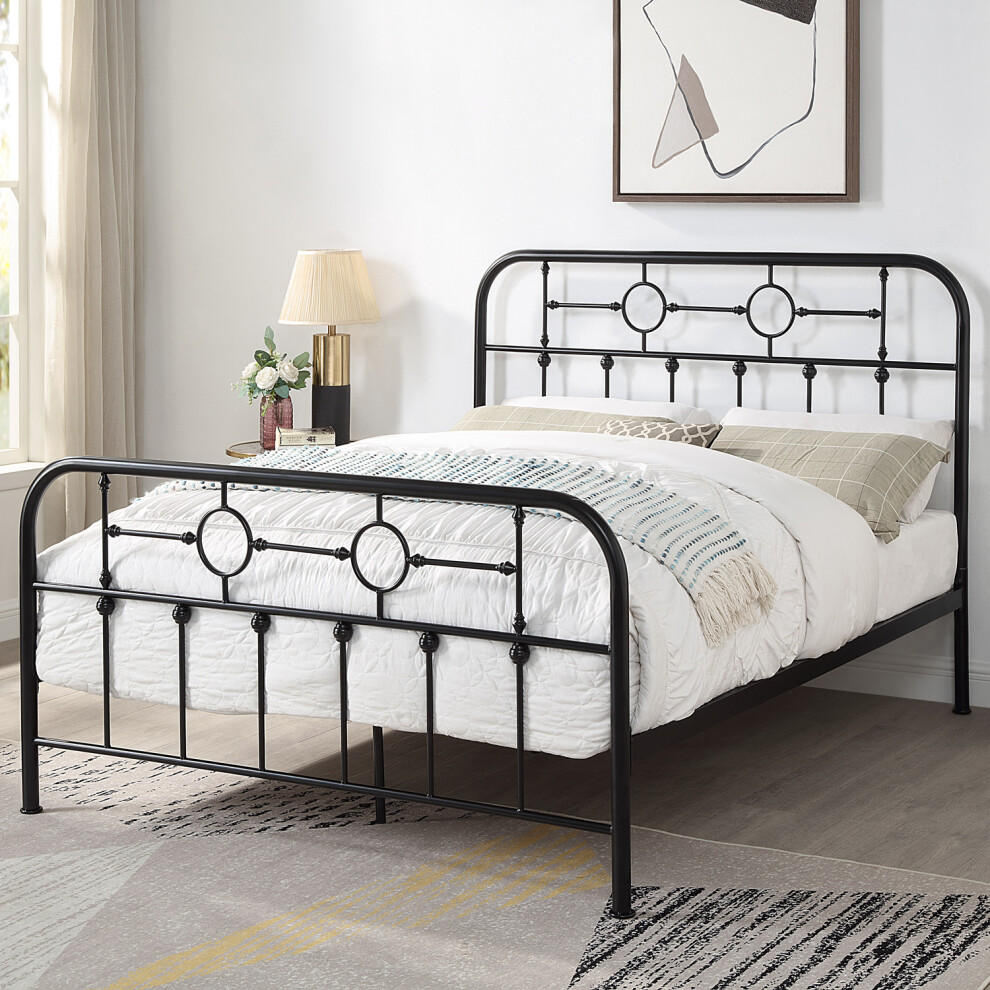 Slumberworx (King, Black) Ware Victorian Industrial Design Metal Bed Frame