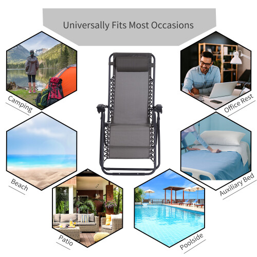 Outsunny Outsunny Zero Gravity Chair, Reclining Lounger w/ Pillow Grey 2