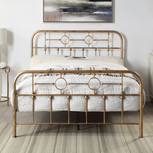 SlumberWorx (King, Brass) Ware Victorian Industrial Design Metal Bed Frame 2