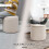 Homcom HOMCOM Modern Fabric Storage Ottoman with Removable Lid, Set of 2, Cream White 6