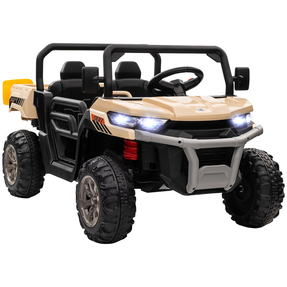 Homcom 12V 2-Seater Kids Ride-On Car With Electric Bucket - Yellow - Image 5