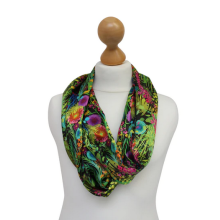 Ladycrow Luxurious Fine Liberty Silk Satin Scarf Stunning Black Vibrant Floral Design Print