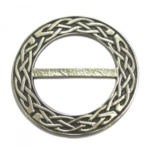 Medium Celtic Knot Scarf Sash Plaid Ring in Pewter