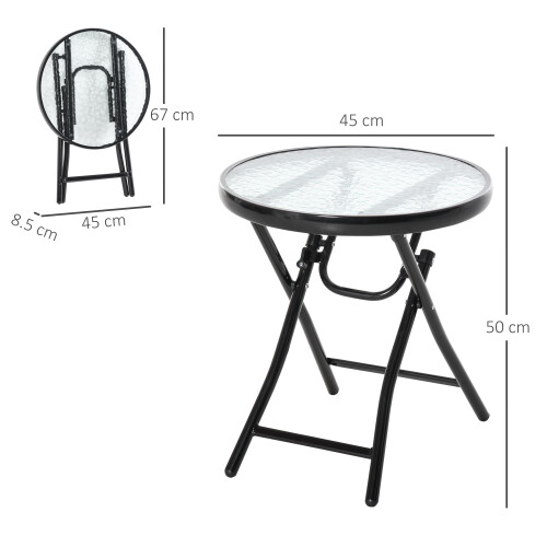 Outsunny Outsunny Folding Garden Table Round Foldable Table with Safety Buckle Black 1