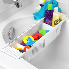 Bath Tray Extendable Bath Caddy Tray for Bathtub Adjustable Bath Table Tray Over Tub Bathroom Accessories Kids Baby Bath Toy Tidy Organiser