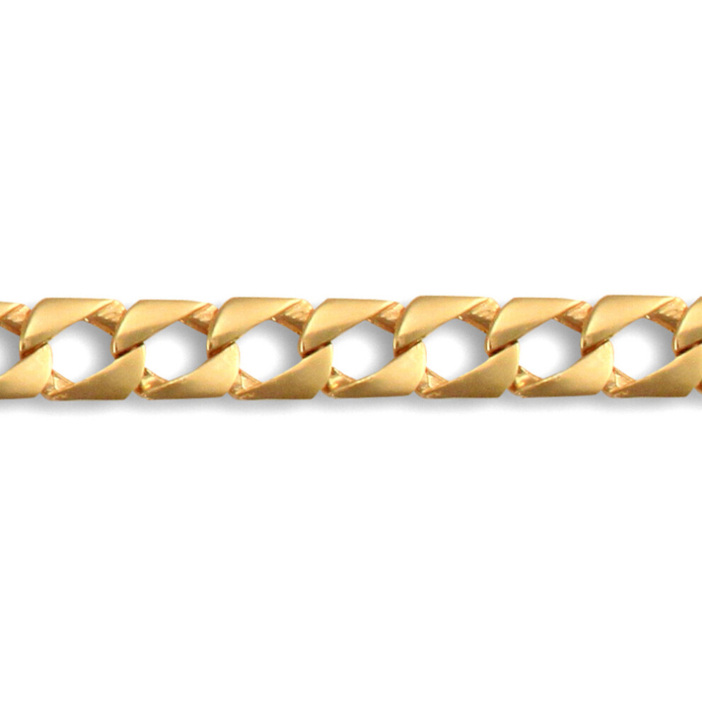 Jewelco London Men's Solid 9ct Yellow Gold Paris Curb 7mm Gauge Hand Assembled Cast Chain Necklace - JCC001