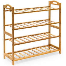 MantraRaj 4 Tier Bamboo Shoe Rack Storage Shelf Footwear Rack Wooden Storage Shelves Plants Shoe Storage Organizer Entryway Shoe Shelf