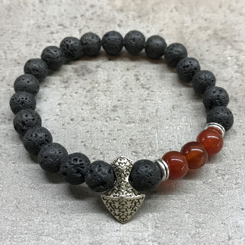 (Axe Head Cornelian) Lava Stone Bracelets - Assorted - UNISEX