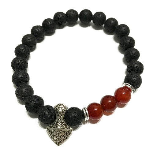 (Axe Head Cornelian) Lava Stone Bracelets - Assorted - UNISEX 2