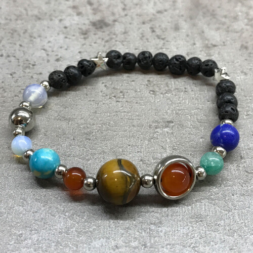 (Silver Solar System) Lava Stone Bracelets - Assorted - UNISEX