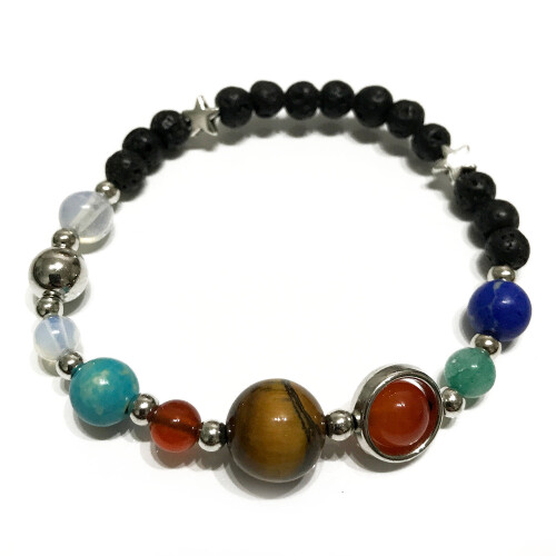 (Silver Solar System) Lava Stone Bracelets - Assorted - UNISEX 2