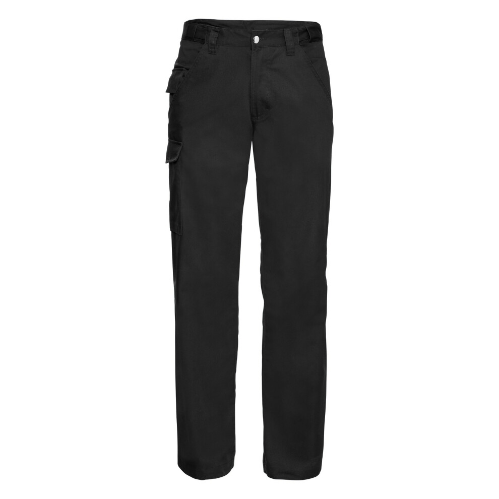 (44W x Regular, Black) Russell Workwear Mens Polycotton Twill Trouser / Pants (Regular)