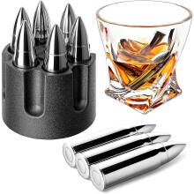 Winter Promotion,whiskey Bullet Stones, Stainless Steel Whiskey Rocks, Reusable Ice Cube Metal Ice, Whiskey Bullet Ice Cubes