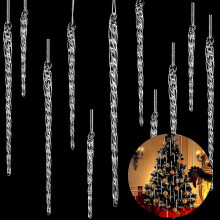 Clear Glass Icicle Christmas Ornaments - 25 Pieces