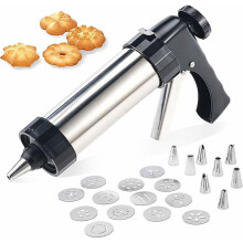 Winter Promotion,churros Machine Churros Machine Guazhuni Professional Stainless Steel Pastry Syringe Biscuit Press Pastry Gun With 13 Biscuit Discs A