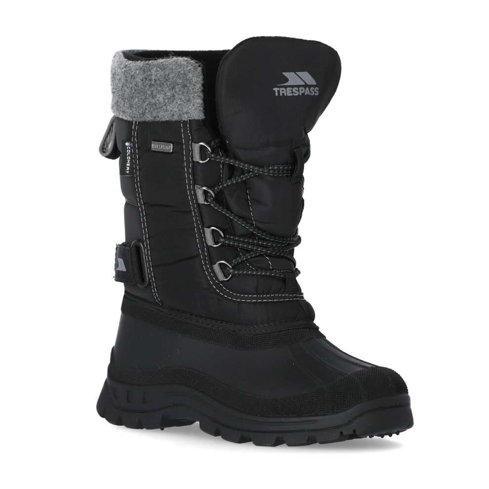 Trespass Boys Strachan Insulated Fleece Lined Winter Snow Boots - Black - Size: 4/4 years