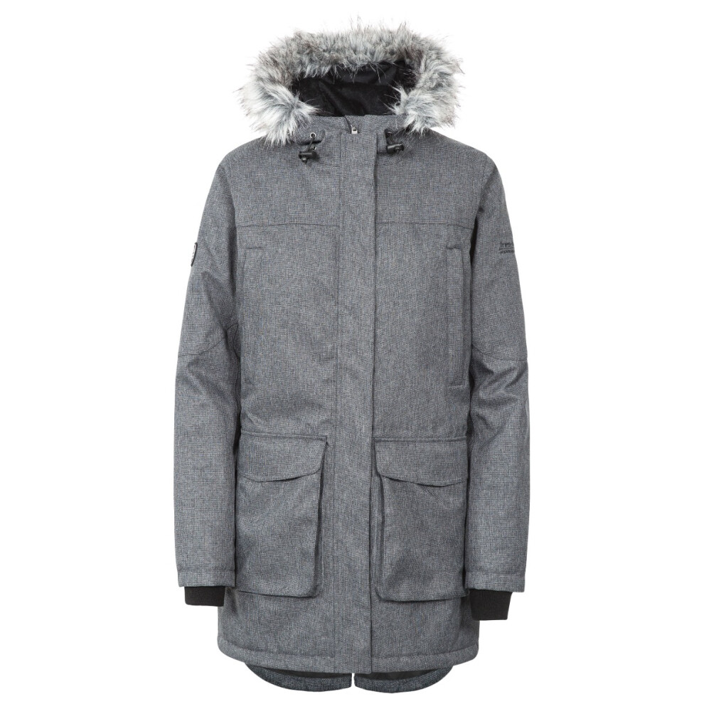 (14, Black/Silver Grey) Trespass Womens Parka Jacket Waterproof Thundery