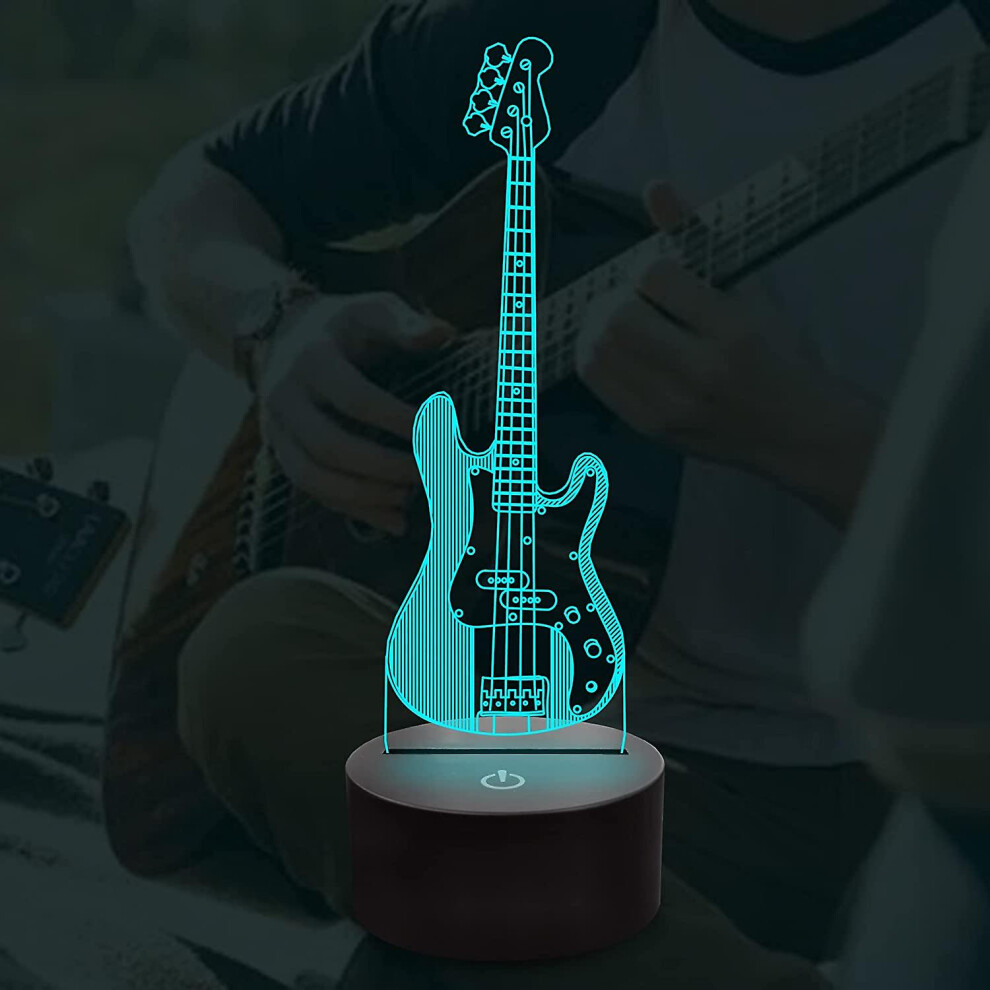 Shxx Guitar Gift, Bass Guitar Musical Instruments Illusion Night Light Festival Birthday 3d9l-442