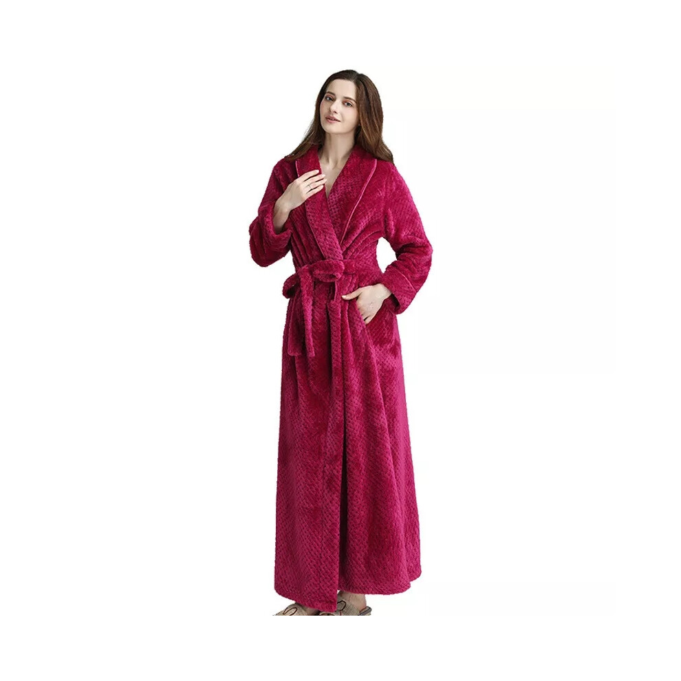 (Rose, UK Womens size S = Tag Size M) Womens Bathrobe Long Fleece Dressing Gown Luxury Winter Housecoat Robe