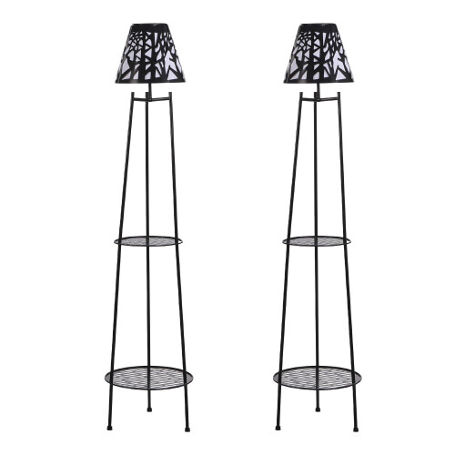Living And Home 2 Pack Double Tier Solar-Powered Plant Stand