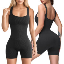 (S) Ribbed Jumpsuit Shorts Unitards for Women Yoga One Piece Jumpsuits Workout Seamless Scrunch Butt Bodycon Summer Fitness Bodysuit