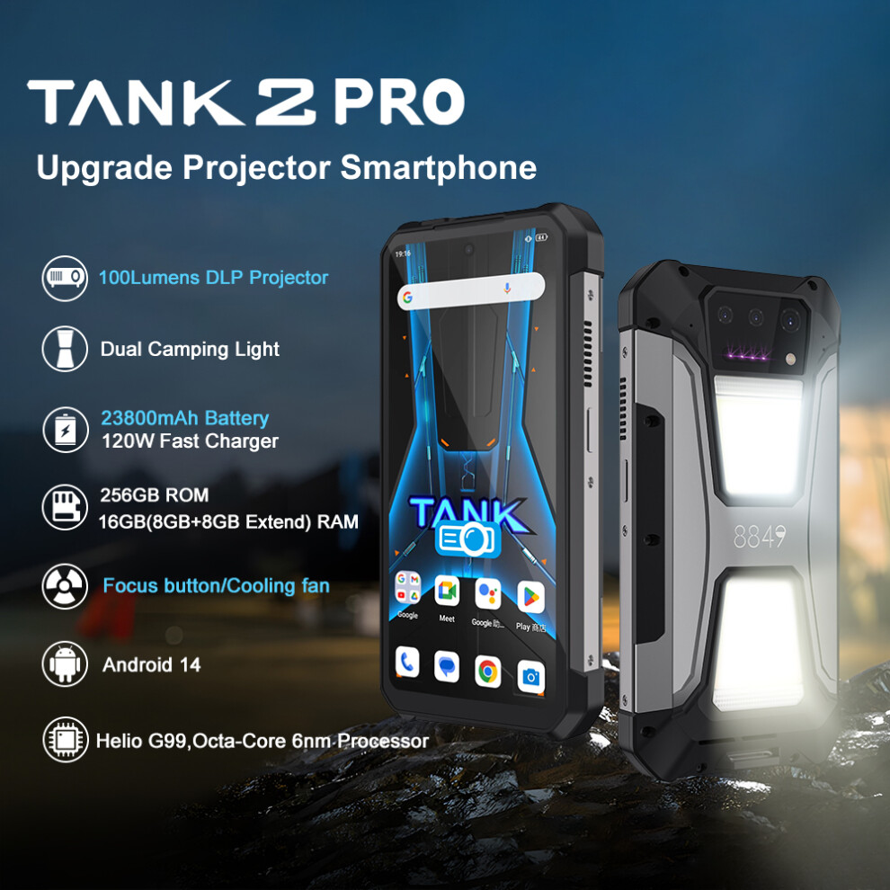 New 8849 Tank 2 PRO Projector Phone 6.79" 16GB+256GB 100MP 23800mAh Unlocked