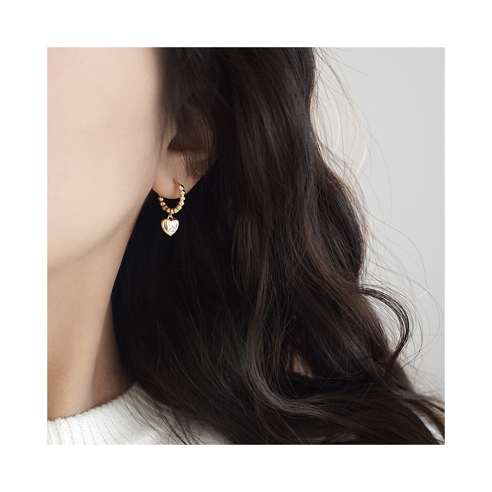 Heart Gold Hoop Earrings For Women Contemporary Geometric Circle Design