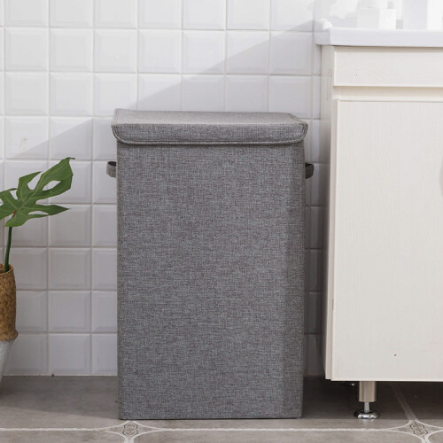 Living And Home Foldable Home Laundry Baskets Laundry Hamper with Lid Grey 1