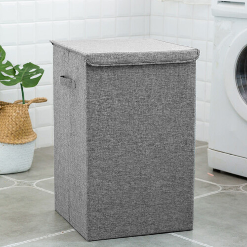 Living And Home Foldable Home Laundry Baskets Laundry Hamper with Lid Grey