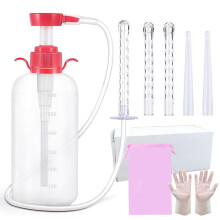 Wabjtam Vaginal Douche Enema Cleaner 600ml Reusable Manual Pressure Anal Vaginal Cleaning System Portable Kit