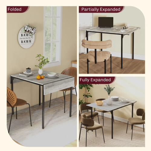 Homcom HOMCOM Folding Dining Table, Drop Leaf Table for 2-4 People, Grey 2