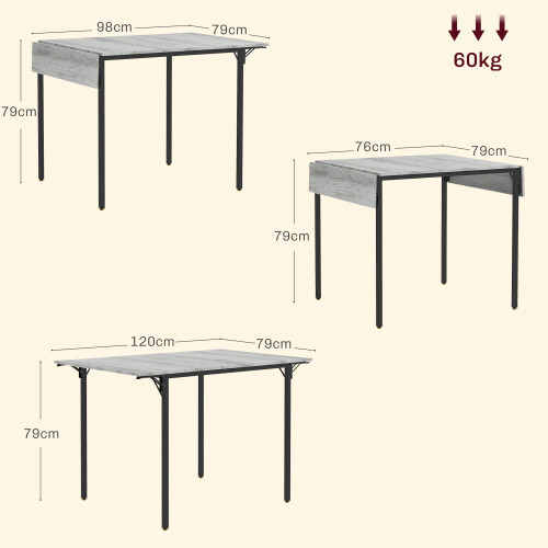 Homcom HOMCOM Folding Dining Table, Drop Leaf Table for 2-4 People, Grey 1