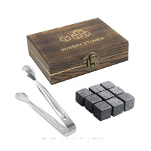 Whiskey Set 9 Granite Whiskey Rocks With Wooden Box Reusable Cooling Ice Cubes