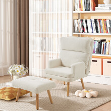 Sherpa Lounge Chair with Foot Stool