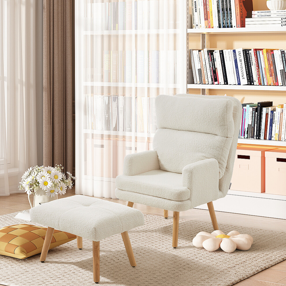 Sherpa Lounge Chair with Foot Stool
