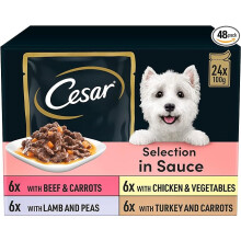 CESAR Deliciously Fresh Dog Pouches Favourites in Sauce 48x100g