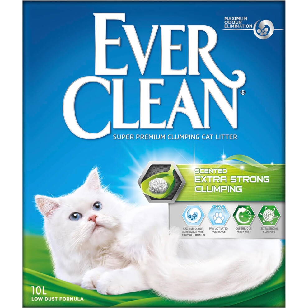 Ever Clean Clumping Cat Litter, Extra Strong Clumping Cat Litter, Scented For Long-Lasting Freshness, 10L