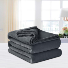 (Super King Fleece Blankets) Grey Blankets Sherpa Fleece Single Double King