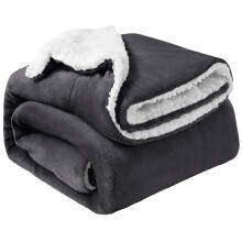(Super King Sherpa Blankets) Grey Blankets Sherpa Fleece Single Double King