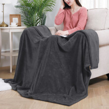 (King Fleece Blankets) Grey Blankets Sherpa Fleece Single Double King