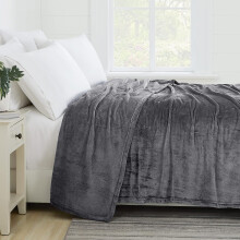 (Double Fleece Blankets) Grey Blankets Sherpa Fleece Single Double King