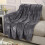 (Double Fleece Blankets) Grey Blankets Sherpa Fleece Single Double King 4