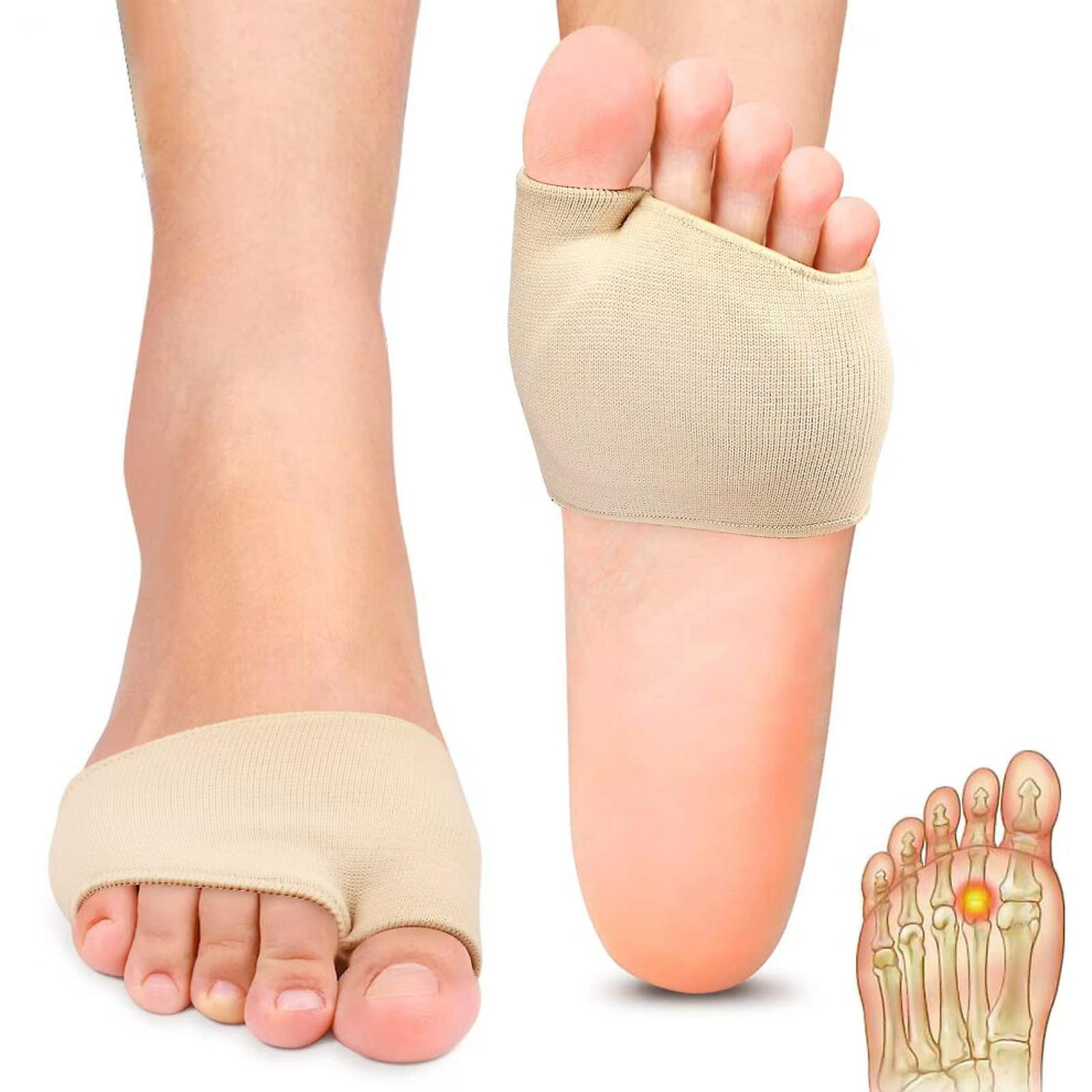 2 Pair Metatarsal Pads, Breathable Soft Gel Ball Of Foot Cushion Pads Metatarsal Pads For Relieving Forefoot Pain Morton's Neuroma