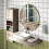 kleankin Round Mirror for Wall Makeup Mirror with Shelf Grey Wood Effect 6