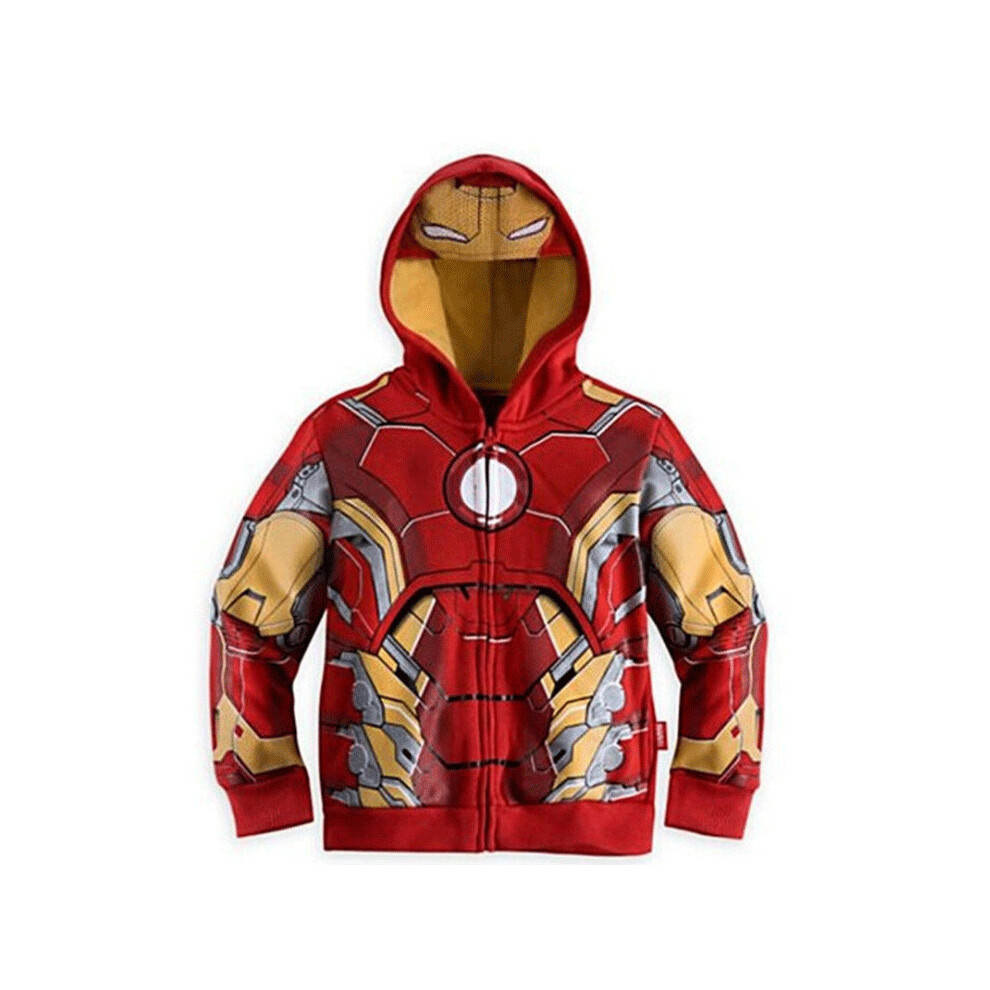 (Red, 5-6Years) Kids Boys Superhero Sweatshirt Hooded Coat Jackets