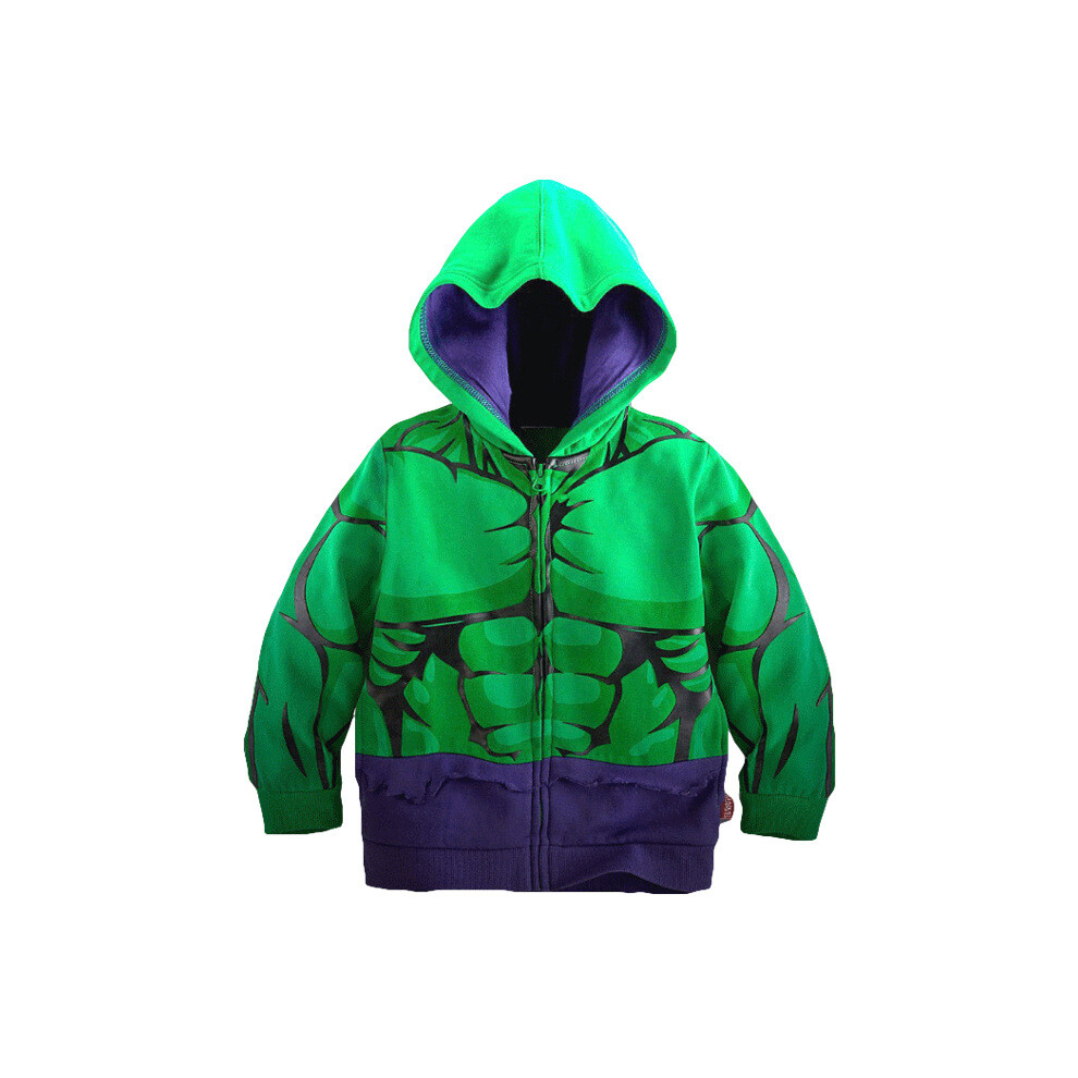 (Green, 5-6Years) Kids Boys Superhero Sweatshirt Hooded Coat Jackets