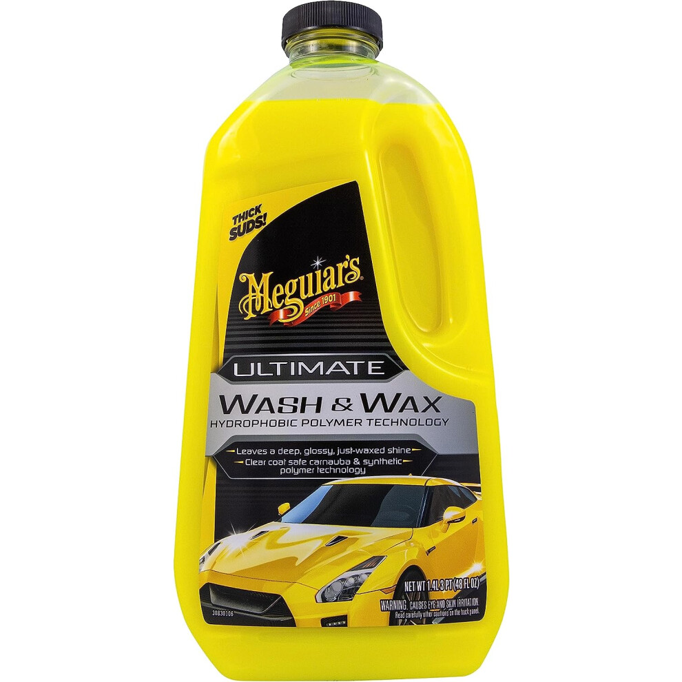 Meguiar's G17748eu Ultimate Car Wash & Wax 1.4L, Shampoo That Leaves A Deep, Glossy, Just-Waxed Shine 5051217261383