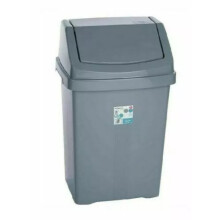 (Silver Grey) 50L Plastic Waste Swing Bin Home Rubbish Dustbin