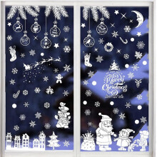 Window Stickers Christmas Self-adhesive Stickers Window Snowflakes Stickers Static Cling White Winter Decoration