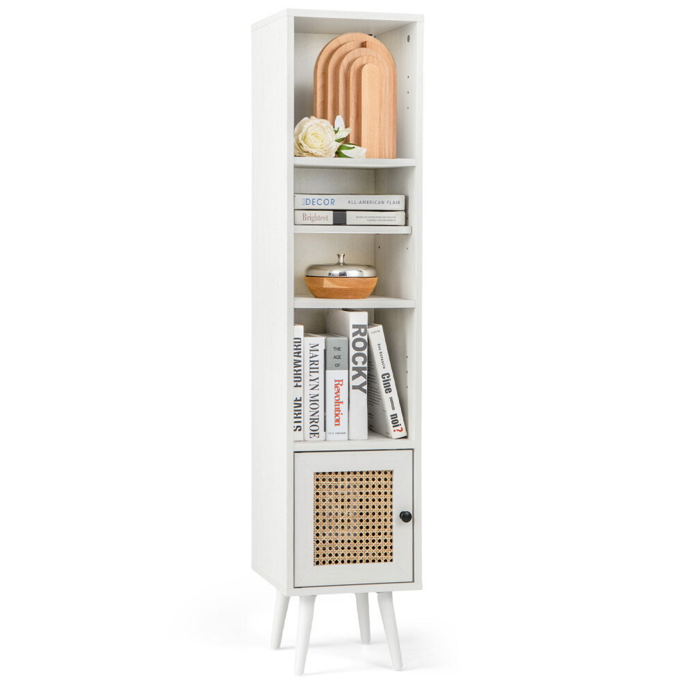 Bathroom Slim Cabinet Tallboy Organiser w/12-Position Adjustable Shelf White